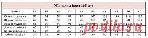 Таблица размеров для вязания