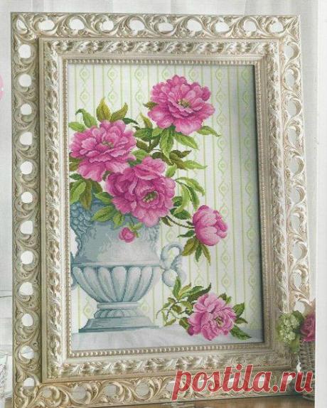 Схема для вышивки крестом пионов. Цветы в вазе вышивка крестом схема бесплатно | Домоводство для всей семьи