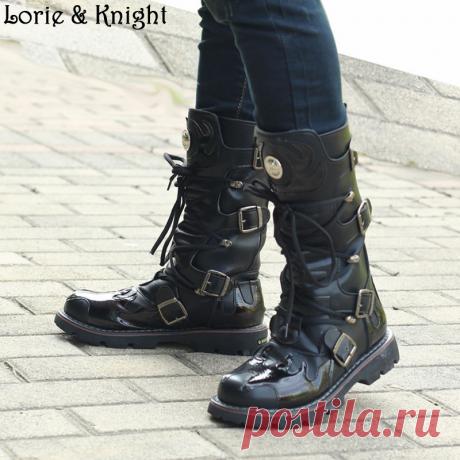 shoe stores boots Picture - More Detailed Picture about Men Black Leather Buckle Strap Punk Winter Outside Boots Combat Uniform Boots Steampunk Shoes Picture in Men's Boots from Lorie & Knight | Aliexpress.com | Alibaba Group