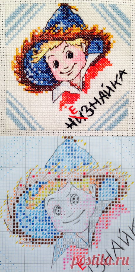 Тихая комната: Конфета "НЕЗНАЙКА". Игрушка-подвеска. Вышивка крестиком.