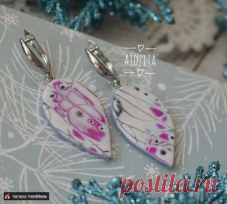 Серьги сиреневые из полимерной глины ручной работы купить в Минске и Беларуси, цены на HandMade