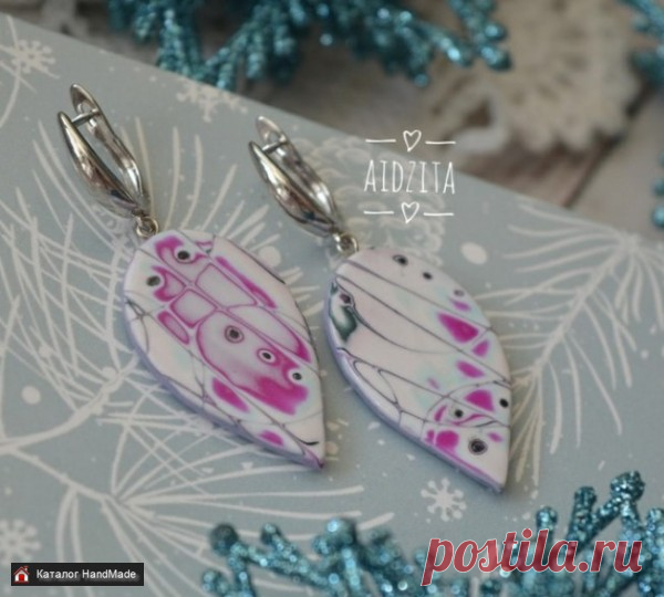 Серьги сиреневые из полимерной глины ручной работы купить в Минске и Беларуси, цены на HandMade