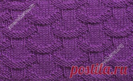 узор 354 кольца из лицевых и изнаночных |  каталог вязаных спицами узоров