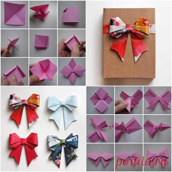 How to Make Beautiful Paper Origami Bow with One Sheet of Paper
