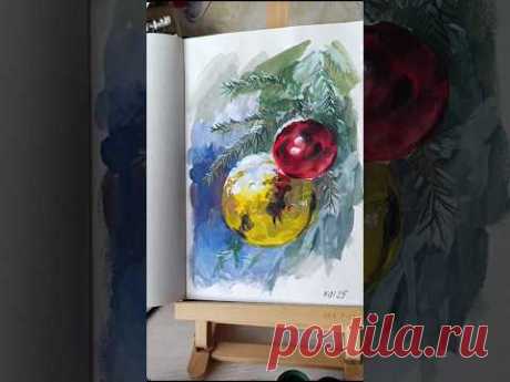 Рождественская зарисовка. #art #гуашь