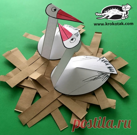 Поделка с детьми. Аист.