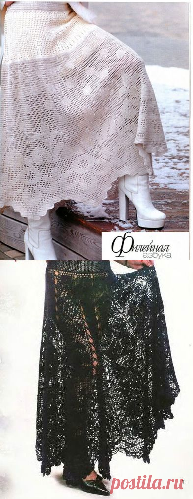 6 длинных юбок крючком филейным вязанием – схемы узоров и описание с выкройками