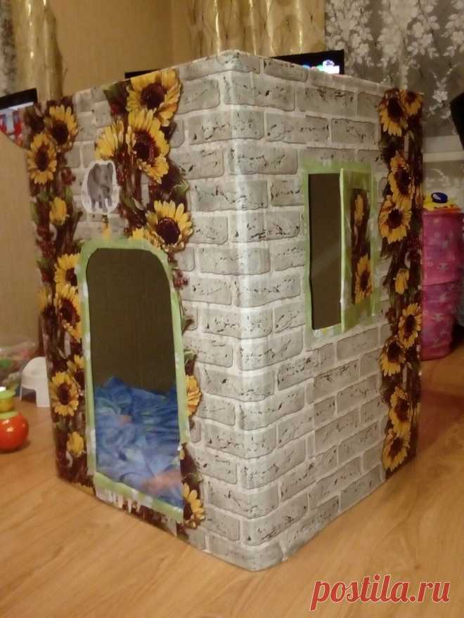 Простой домик из картонной коробки — DIYIdeas