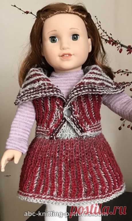 ABC Knitting Patterns - American Girl Doll Warm-in-Brioche Set: Skirt and Vest