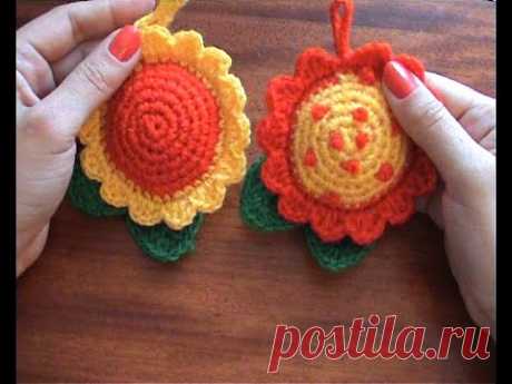 DIY Игольница. Цветок. Вязание крючком