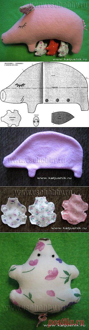 Хрюшка с поросятами игрушка с бесплатной выкройкой мастер-класс
