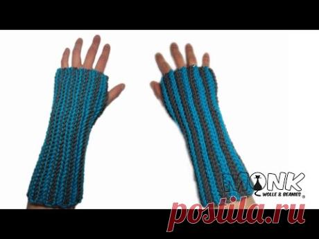 Ribbed Handstulpen / Pulswärmer - Bosnisch häkeln - ribbed wrist warmers (video with english notes)