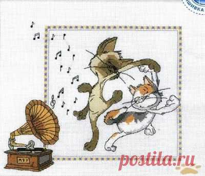 схема для вышивки крестом Кошачий вальс