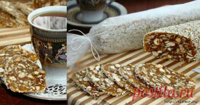 Очень вкусный десерт колбаска из сухофруктов