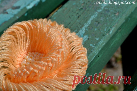 Вязание броши на вилке | Hairpin crochet brooch