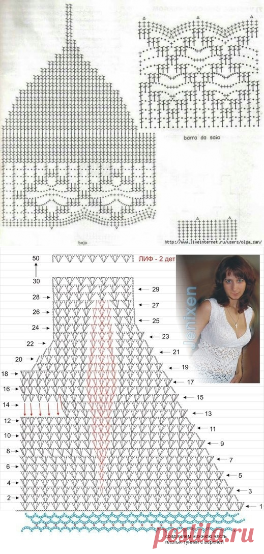 Варианты лифа, связанного крючком