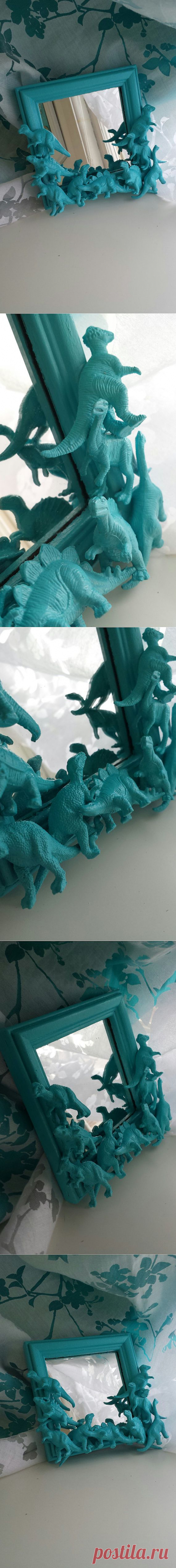 blue dinosaur mirror от CheeseCrafty на Etsy