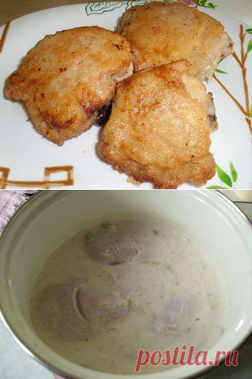 Курица жаренная, в кефирном соусе | Рецепты моей мамы