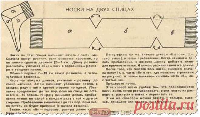 носки на 2-х спицах