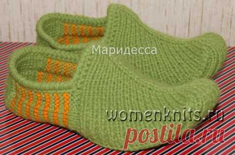 Тапочки сабо вязаные спицами
Описание: https://womanknits.ru/vyazanie-dlya-zhenshchin/noski-tapochki/tapochki-sabo-vyazanye-spicami