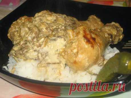 Мои любимые рецепты: Куриные голени в жульене с грибами