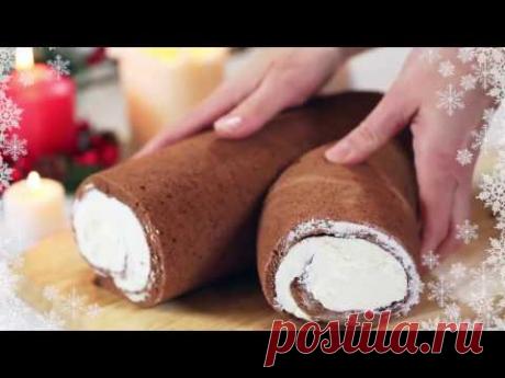 Готовим торт Рождественское полено - Prepare cake Christmas log