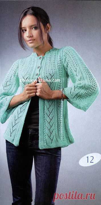 Бирюзовый ажурный жакет