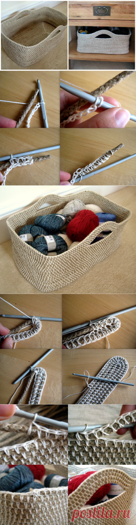 Удобная корзинка крючком — Сделай сам, идеи для творчества - DIY Ideas