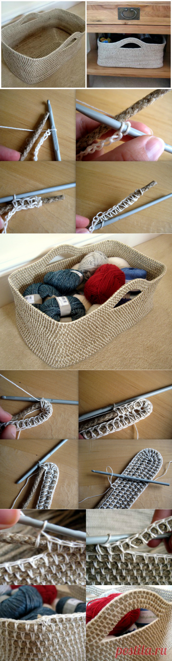 Удобная корзинка крючком — Сделай сам, идеи для творчества - DIY Ideas