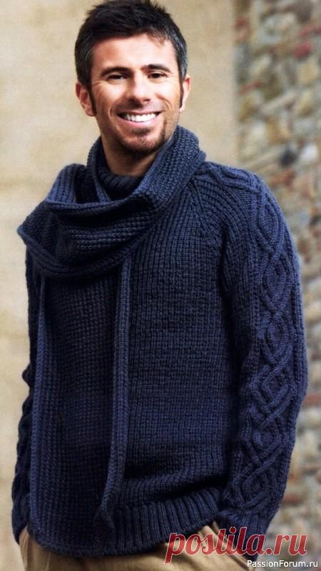 Пуловер реглан и узор "ромбы" на рукавах. Описание | Вязание для мужчин спицами. Схемы вязания