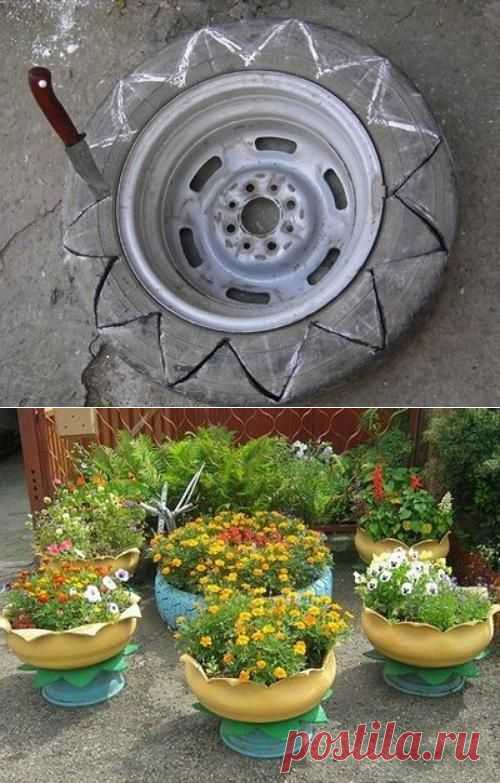 Вазон из колеса