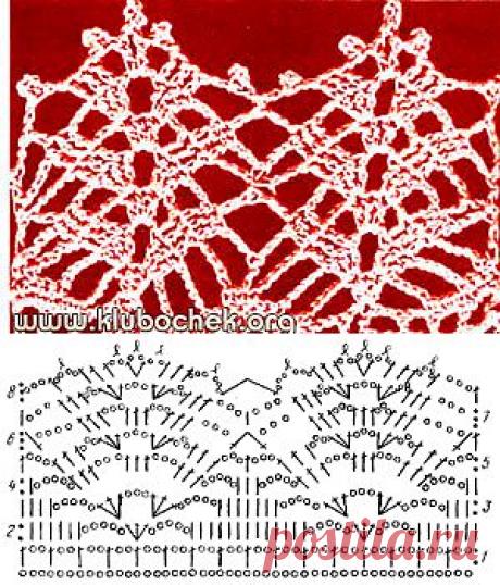 Образец краевого кружева. Вязание крючком / www.klubochek.org