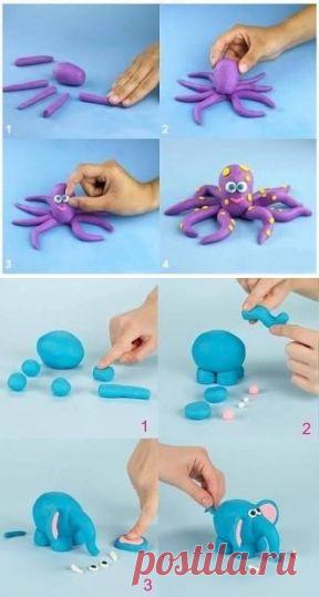 лепим слоника и осьминожку