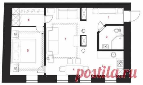 Квартира на Патриарших прудах, 55 м²