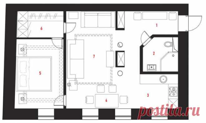 Квартира на Патриарших прудах, 55 м²
