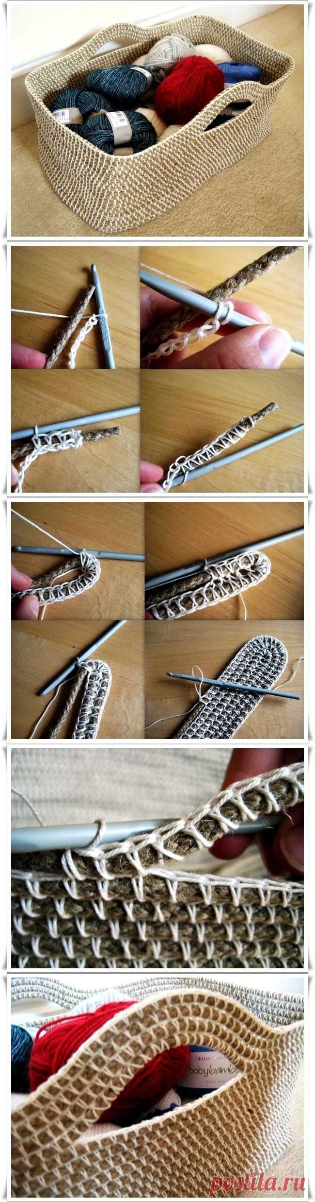 Удобная корзина из шнура