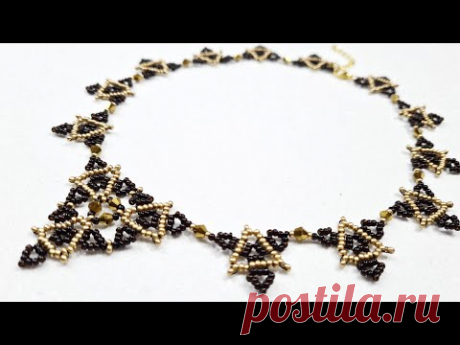 Колье из бисера/Ажурное колье из бисера/Бисероплетение/Мастер класс/Natali Amapola