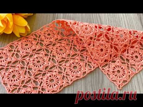 No Cutting Thread❗️MOTIF LOOK How to Make a Magnificent Square Crochet Pattern