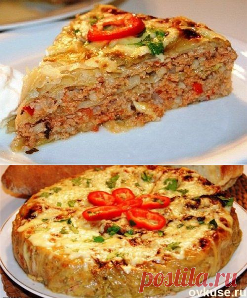 Слоеный пирог «Ленивец» из капусты и фарша | Четыре вкуса