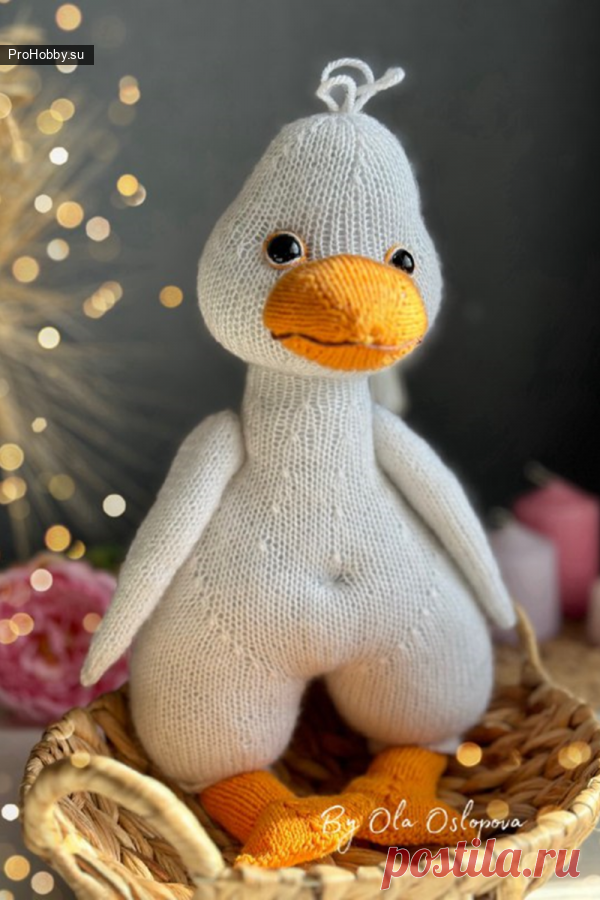 Рождественский гусь спицами / Вязание игрушек / ProHobby.su | Вязание игрушек спицами и крючком для начинающих, мастер классы, схемы вязания,⭐Мастер-класс "Рождественский гусь"⭐(спицами). Высота 38 см; автор Оля Ослопова,игрушки спицами,гусь спицами