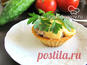 Жульен с курицей и грибами в тарталетках - рецепт с фото.