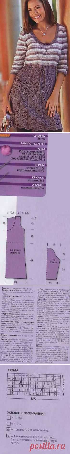 Вязаное спицами платье схема