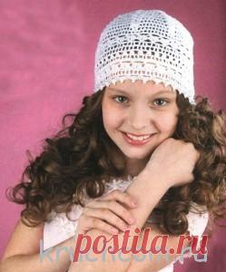 Белая шапочка для девочки на лето | Вязание крючком, схемы вязания, бесплатное вязание крючком