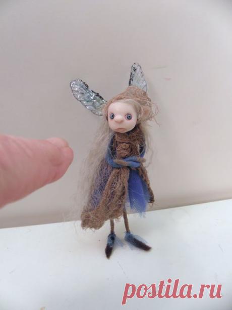 ooak poseable PISSED OFF pIXie fairy (203) royal blue art doll by DinkyDarlings