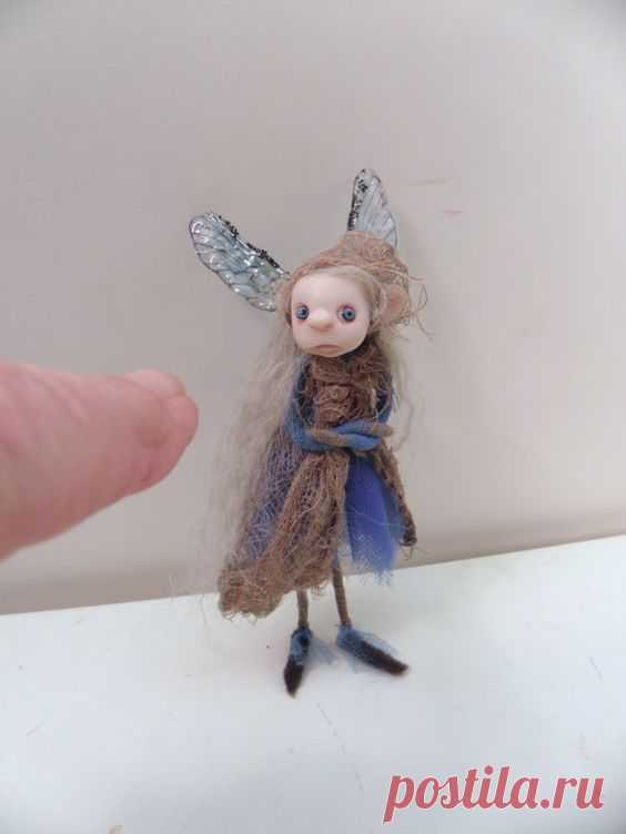 ooak poseable PISSED OFF pIXie fairy (203) royal blue art doll by DinkyDarlings