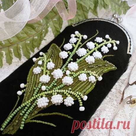 Футляр для очков Ландыши | biser.info - всё о бисере и бисерном творчестве