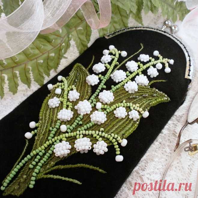 Футляр для очков Ландыши | biser.info - всё о бисере и бисерном творчестве