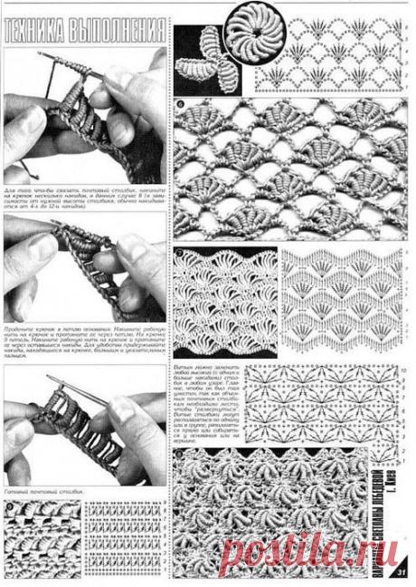 Схемы вязания витых столбиков.