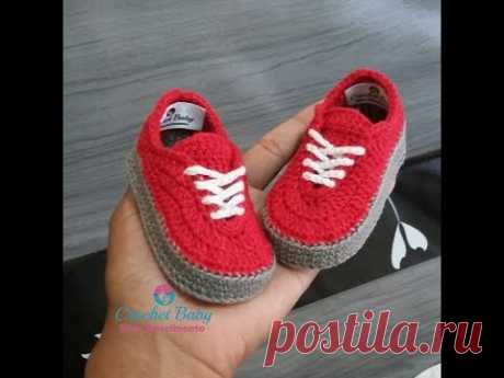 Tênis VANS de crochê - Tamanho 09 cm - Crochet Baby Yara Nascimento