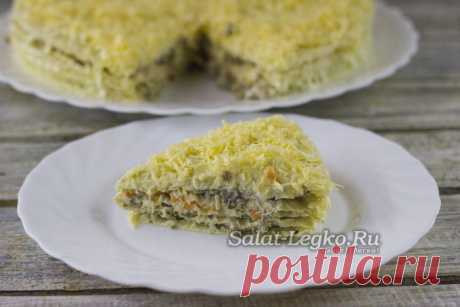 Селедочный торт на вафельных коржах, рецепт с фото пошагово